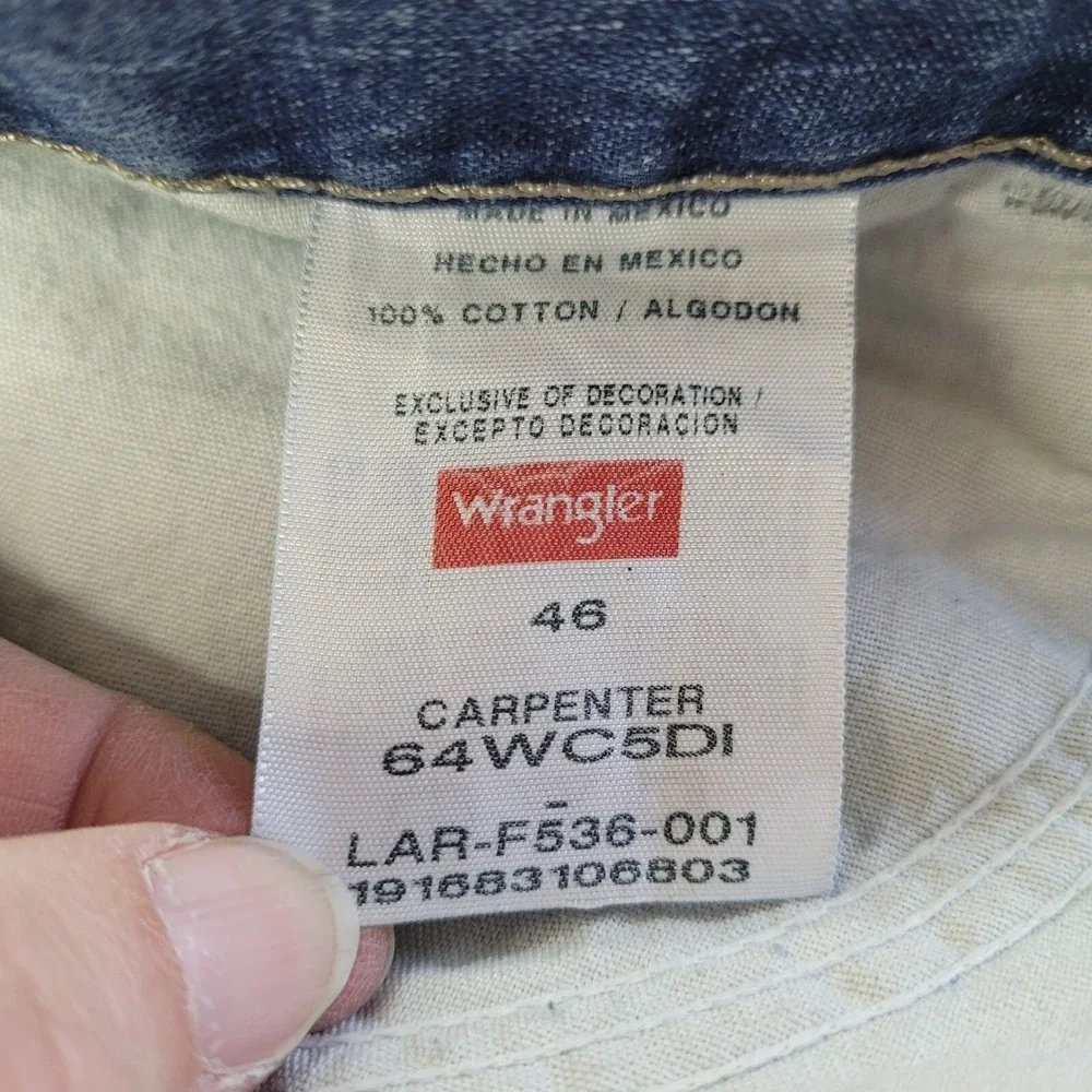 Wrangler Mens Carpenter Denim Shorts Size 46‎ Blue Medium Wash Utility Workwear